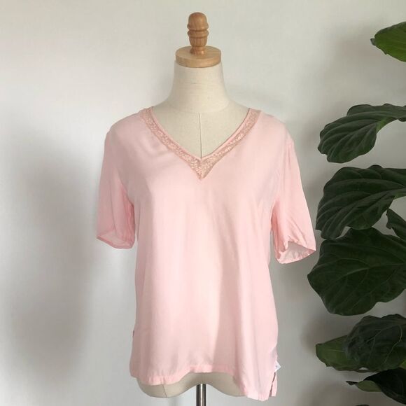 Claudie Pierlot Pink V-neck Lace Detail Blouse 38 - Picture 10 of 11